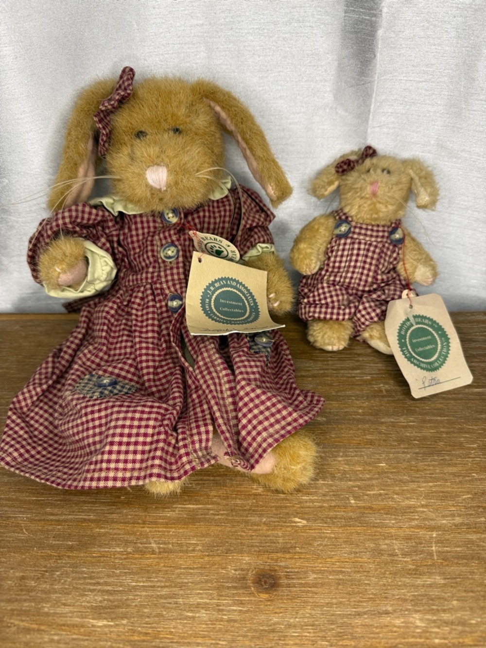 Boyds Bears Sophia Gingham Petra Hare Rabbit Set of 2 Americana Country Plush
